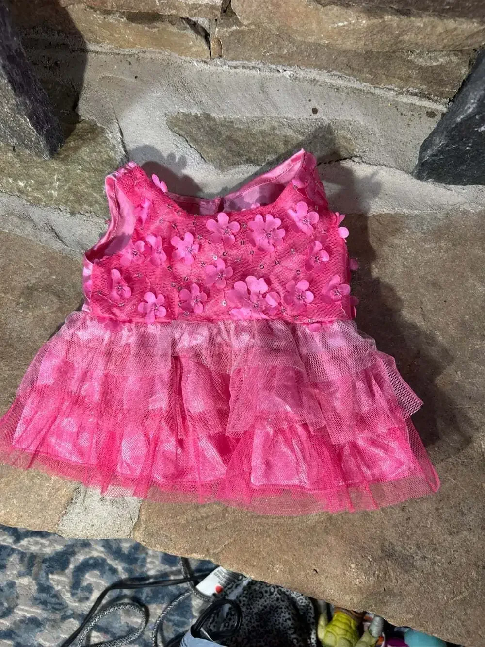 BAB Hot Pink Tutu Dress with flowers and tule 2017
